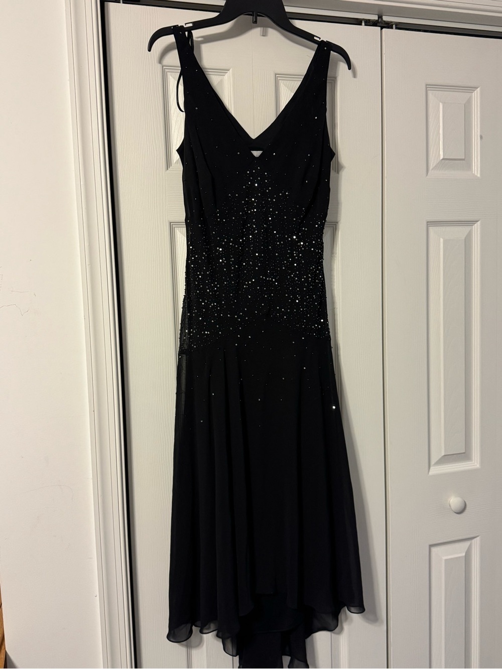 Chadwicks Black Beaded High-Low Evening Dress